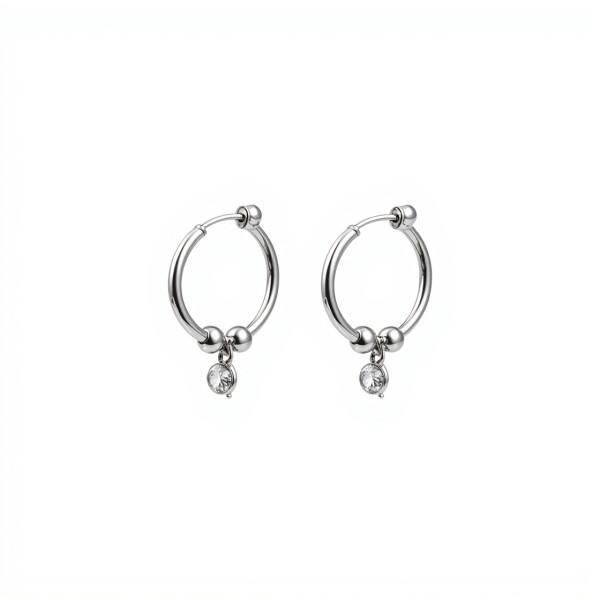 Caravanas Aro Bolita Colgante - Zirconia - Plata 925 - CA4310 sinpiedra