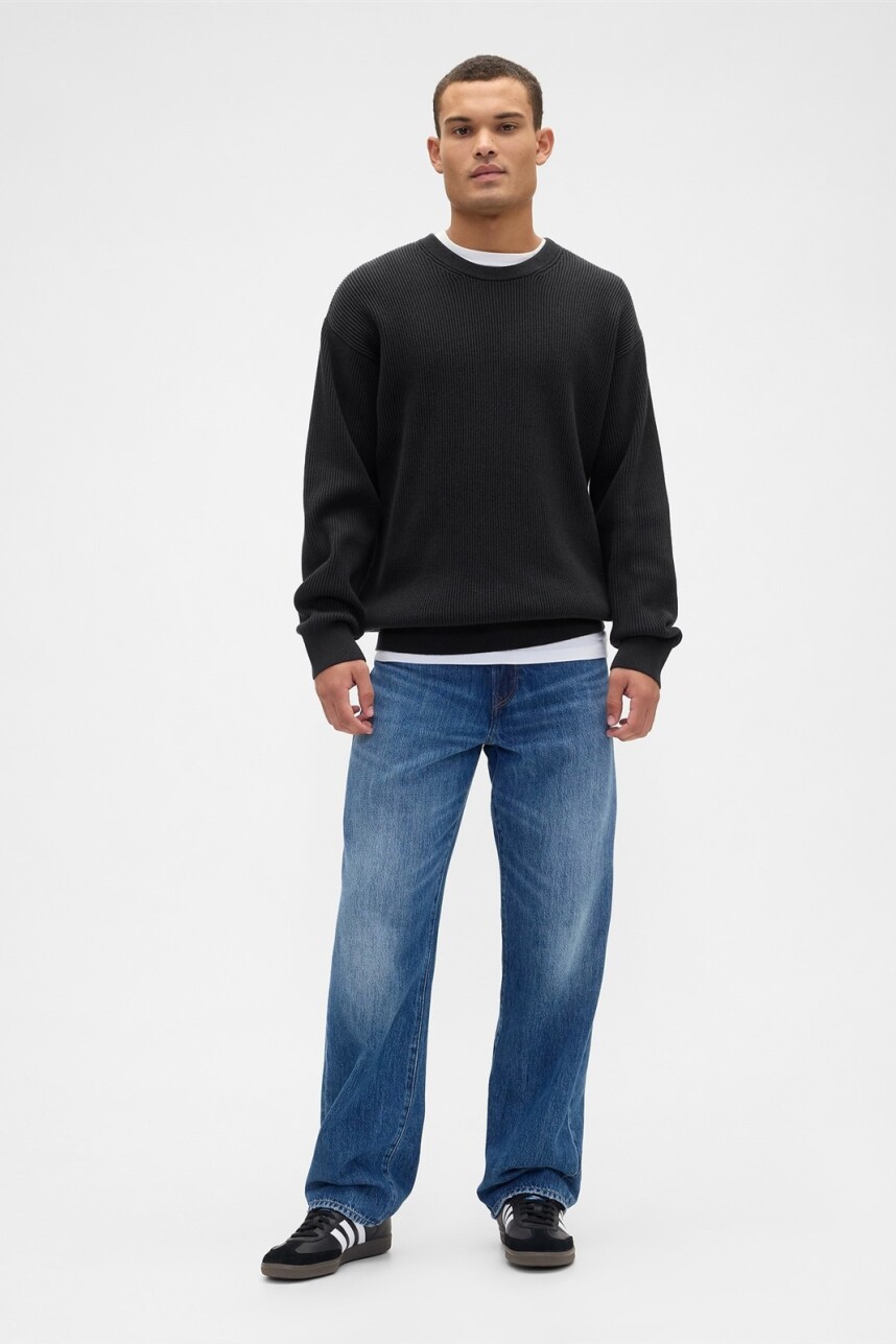 V-PLAITED RIB CREW Moonless Night