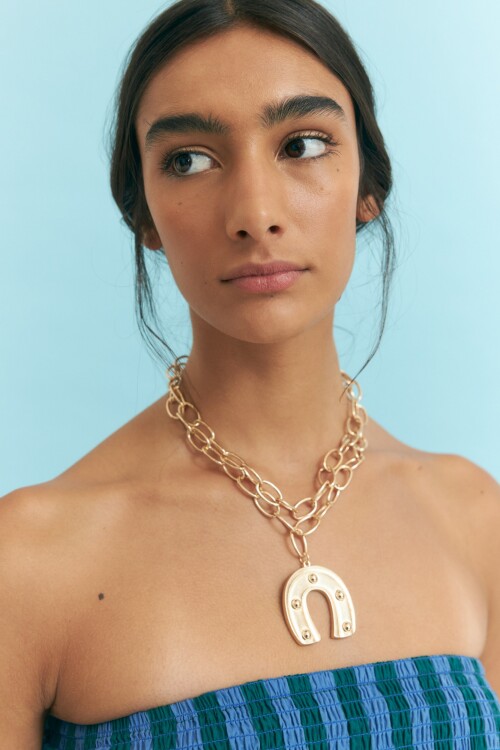 Collar cadena doble herradura dorado