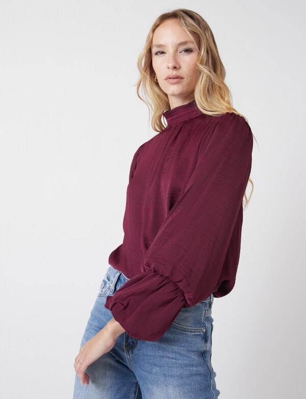 Blusa Mock Neck BORDEAUX