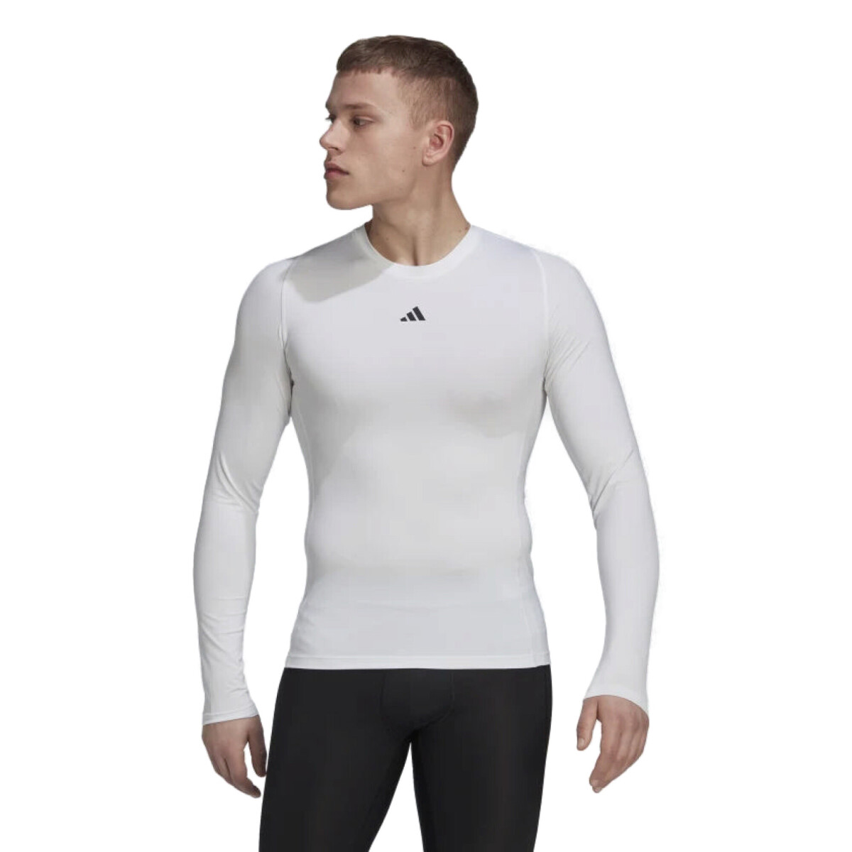 Remera de Hombre Adidas M/Larga Techfit - Blanco 