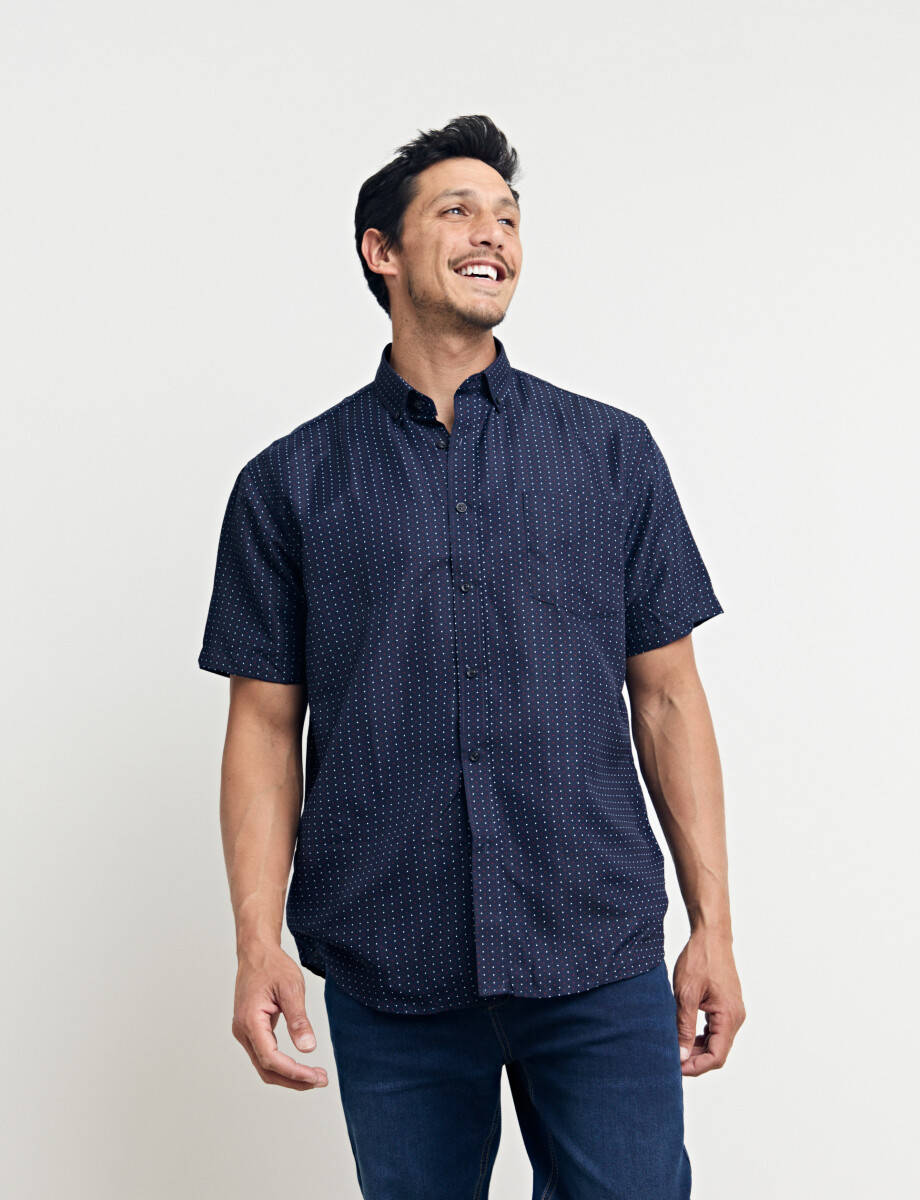 012662 CAMISA HARRINGTON LABEL Azul Osc/rojo