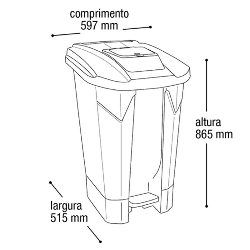 Tarro de residuos con ruedas y pedal 120 lts AZUL