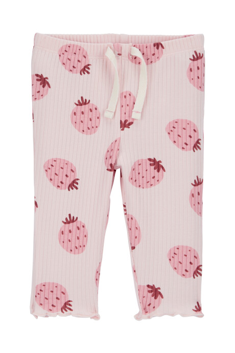 Pantalón de algodón acanalado, diseño frutillas Sin color