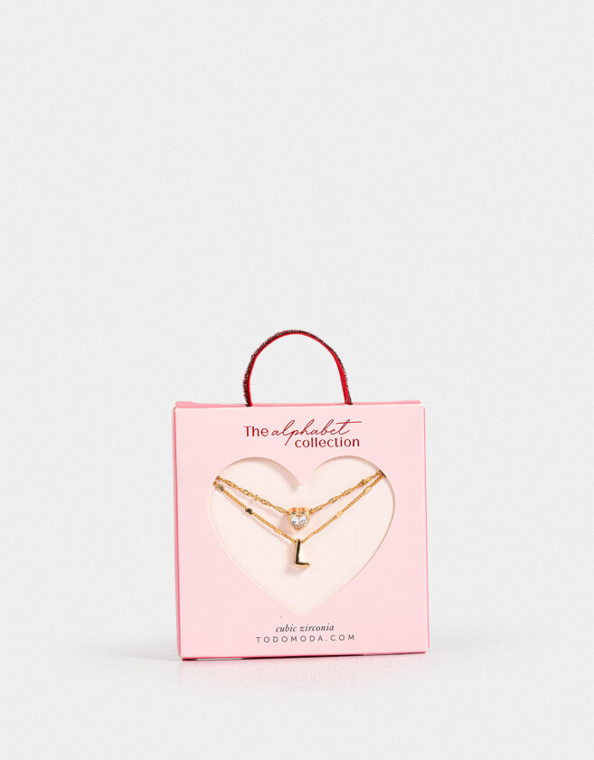 Collares Cortos Con cubic zirconia Collar Corto Cubic Inicial "l" - Dorado