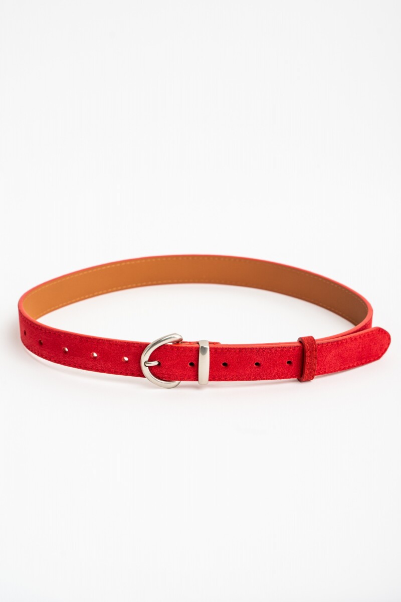 Cinto Gamuza Cuero Rojo