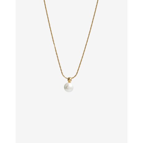 Cadena De Acero Con Dije Perla Dorado