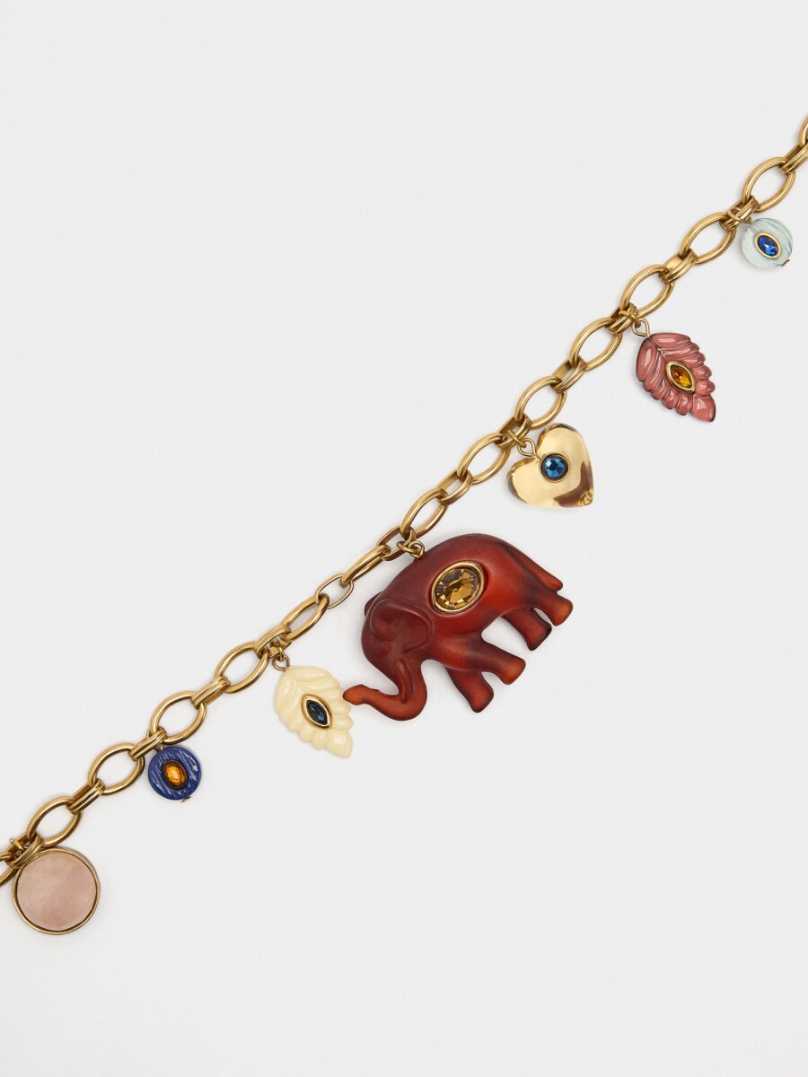 Collar De Eslabones Con Colgante De Elefante multicolor