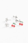 Set de caravanas cherry flor plateado
