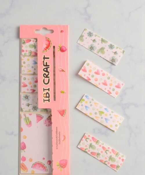 Pack x 5 blocs de notas autoadh.removibles ibi craft, fantasía fruits, hearts & Pack x 5 blocs de notas autoadh.removibles ibi craft, fantasía fruits, hearts &