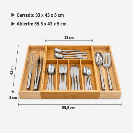 Cubiertero Organizador Extensible De Bamboo Marrón