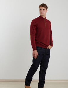 470996 SWEATER MEDIO CIERRE HARRINGTON LABEL Rojo Oscuro