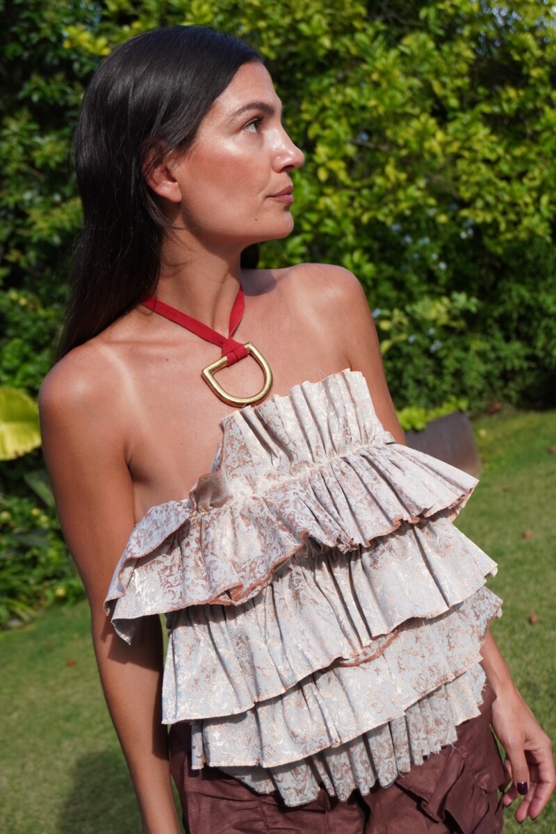 Estribo Tiento Necklace Frambuesa Dorado