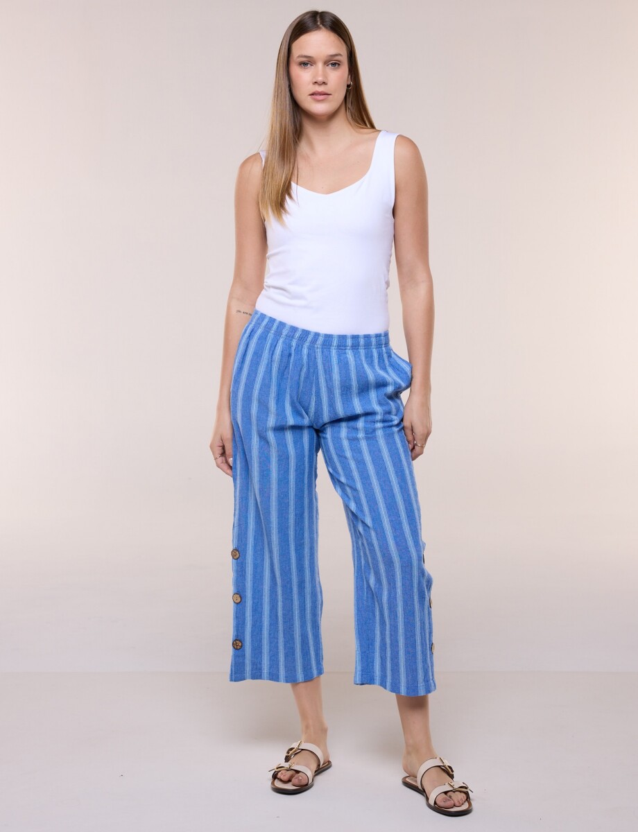 Pantalón Con Aberturas Laterales - Azul/multi 