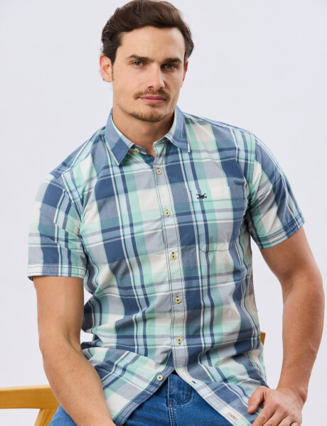 CAMISA MANGA CORTA CUADROS Verde
