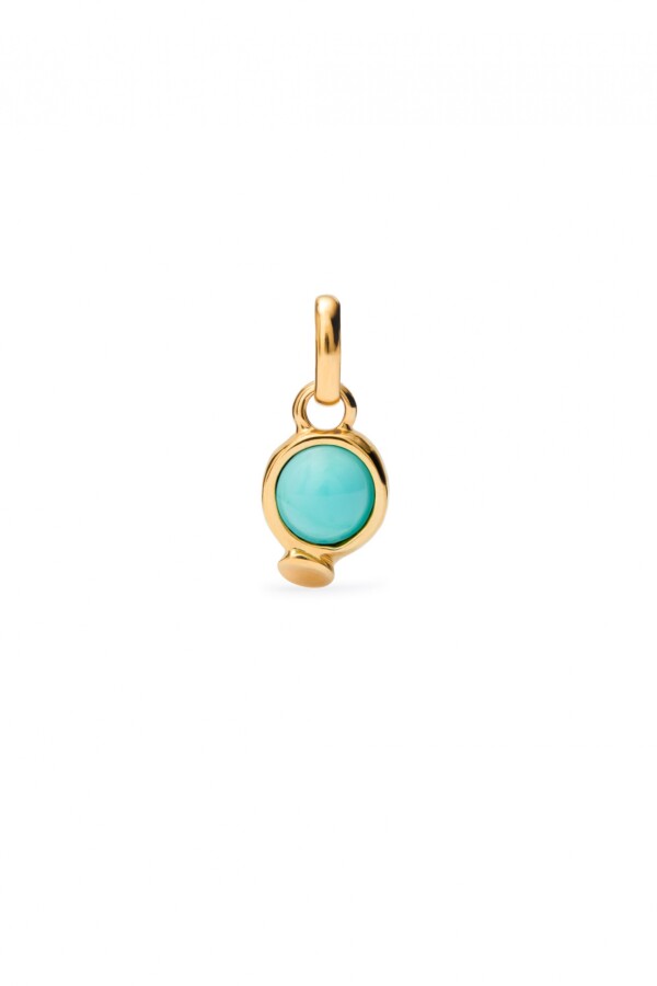 CHARM BAÑADO EN ORO 18K CON PIEDRA TURQUESA. Charm