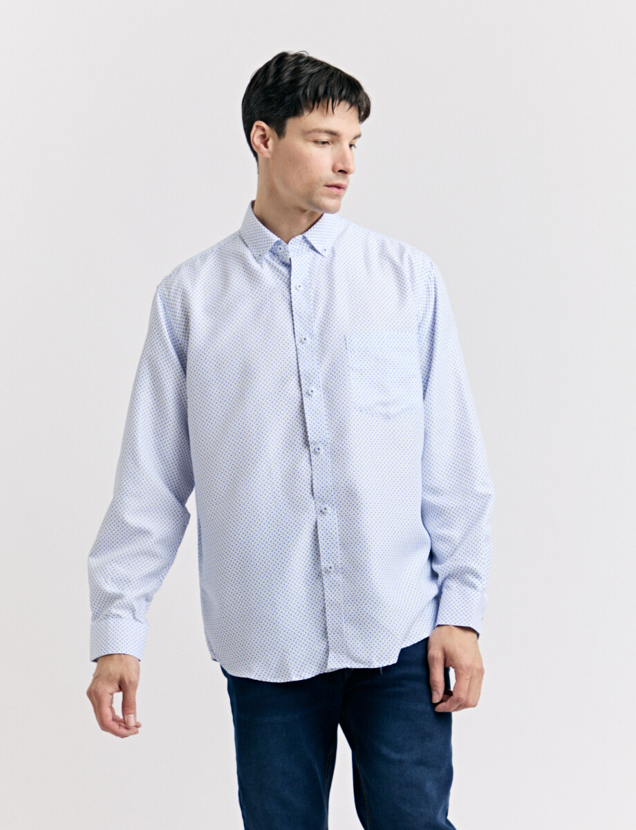 CAMISA HARRINGTON LABEL - Blanco/royal 