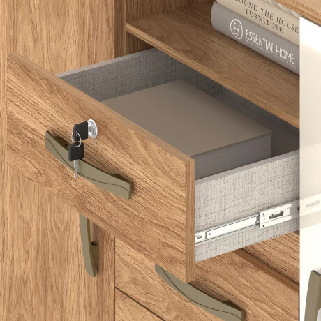 Cómoda cajonera 4 cajones 2 puertas - Con llave MARRÓN-VERDE