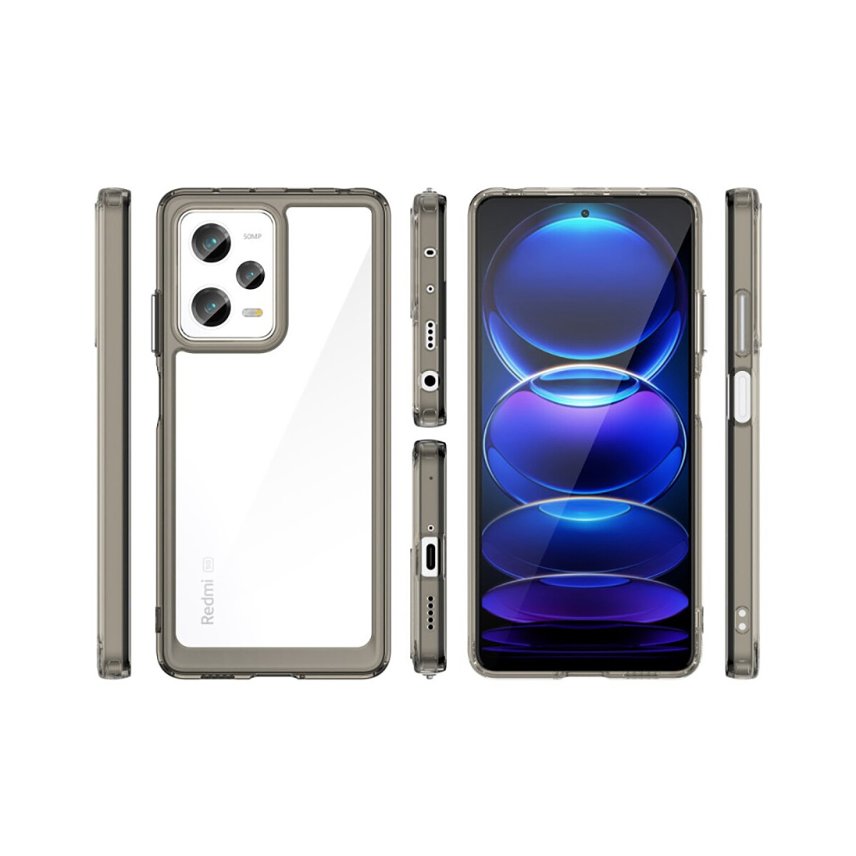 Case Transparente con Borde de Color Xiaomi Note 12 Pro 5G Grey