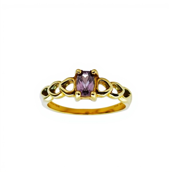 Anillo Solitario -Oro bajo-Piedra Amatista-AN8217 conpiedra