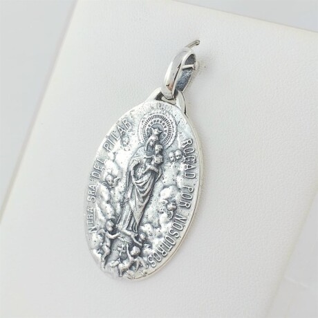 Medalla religiosa Virgen del Pilar de plata 925. Medalla religiosa Virgen del Pilar de plata 925.