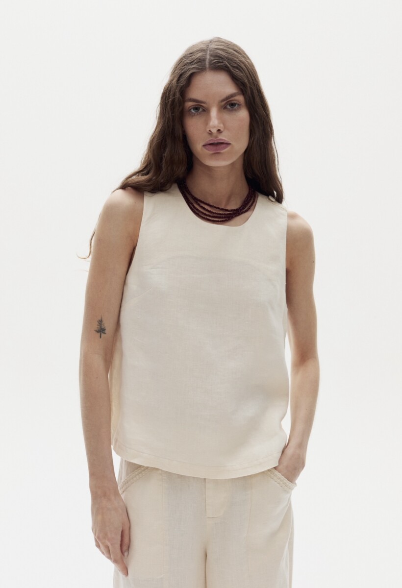 Top King en Lino - Cream 