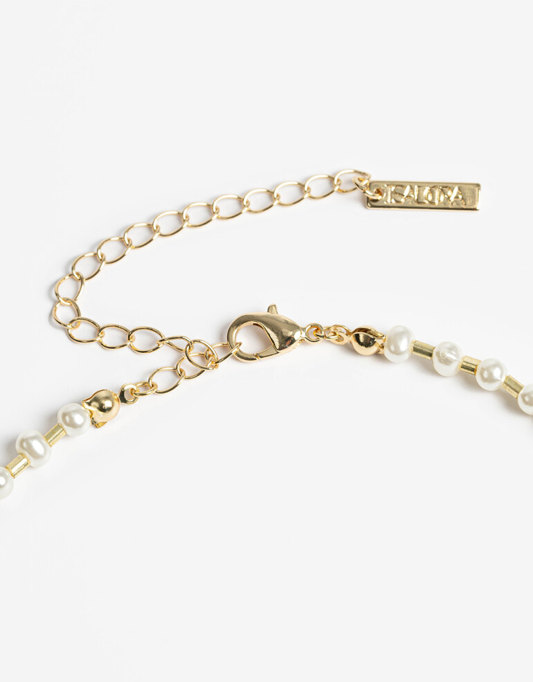 Collares Cortos Perla Collar Para Niñas Con Dije De Hongo - Combinacion Multicolor