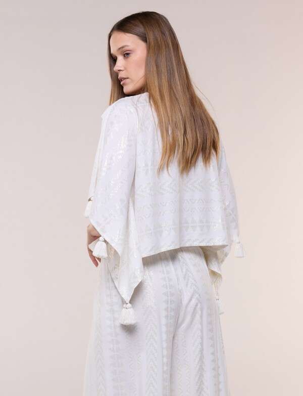 Blusa Fluida Con Brillos CRUDO