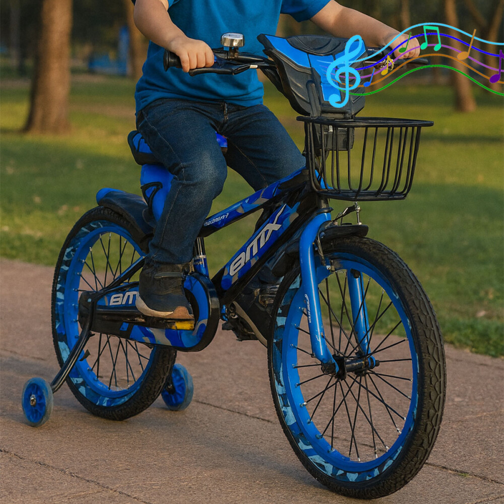 Bicicleta BMX con música y luz Rodado 20 Azul
