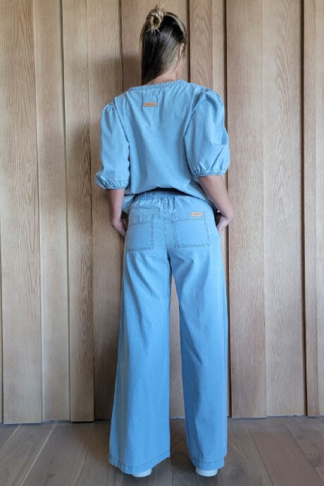 Pantalón Dubai Denim fino Celeste