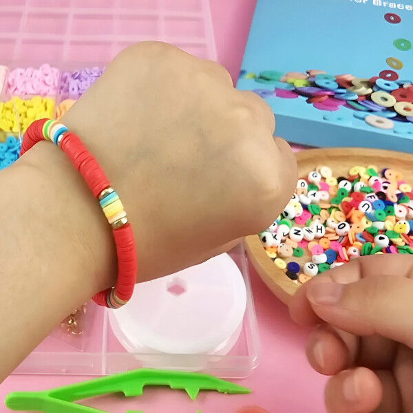 Set Para Hacer Pulseras Kit Cuentas Colores Números Valija Variante Transparente