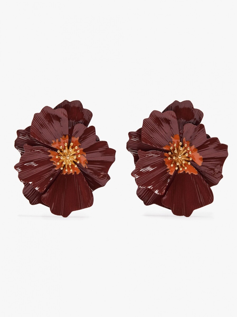 Pendientes Maxi Con Flor Doble En Relieve - naranja 