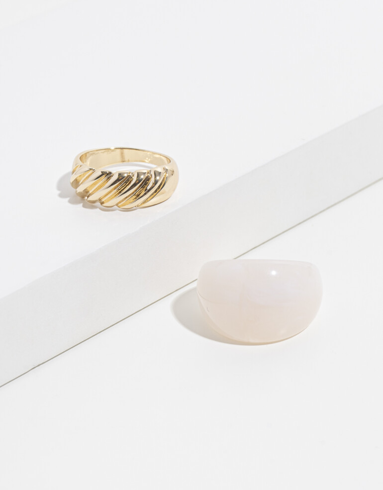 Sets Anillos Acrilico Set De Anillos - Blanco Crudo