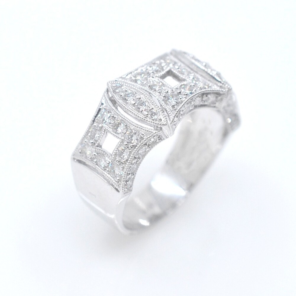 Anillo calado en oro 18k blanco con brillantes Anillo calado en oro 18k blanco con brillantes