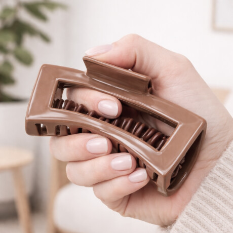 Broche pinza de pelo de silicona flexible Marron