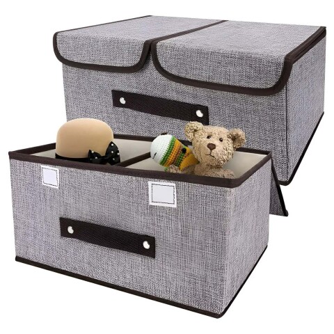 Caja Organizadora Plegable Ropa Doble Compartimiento Premium Color Gris y Blanco