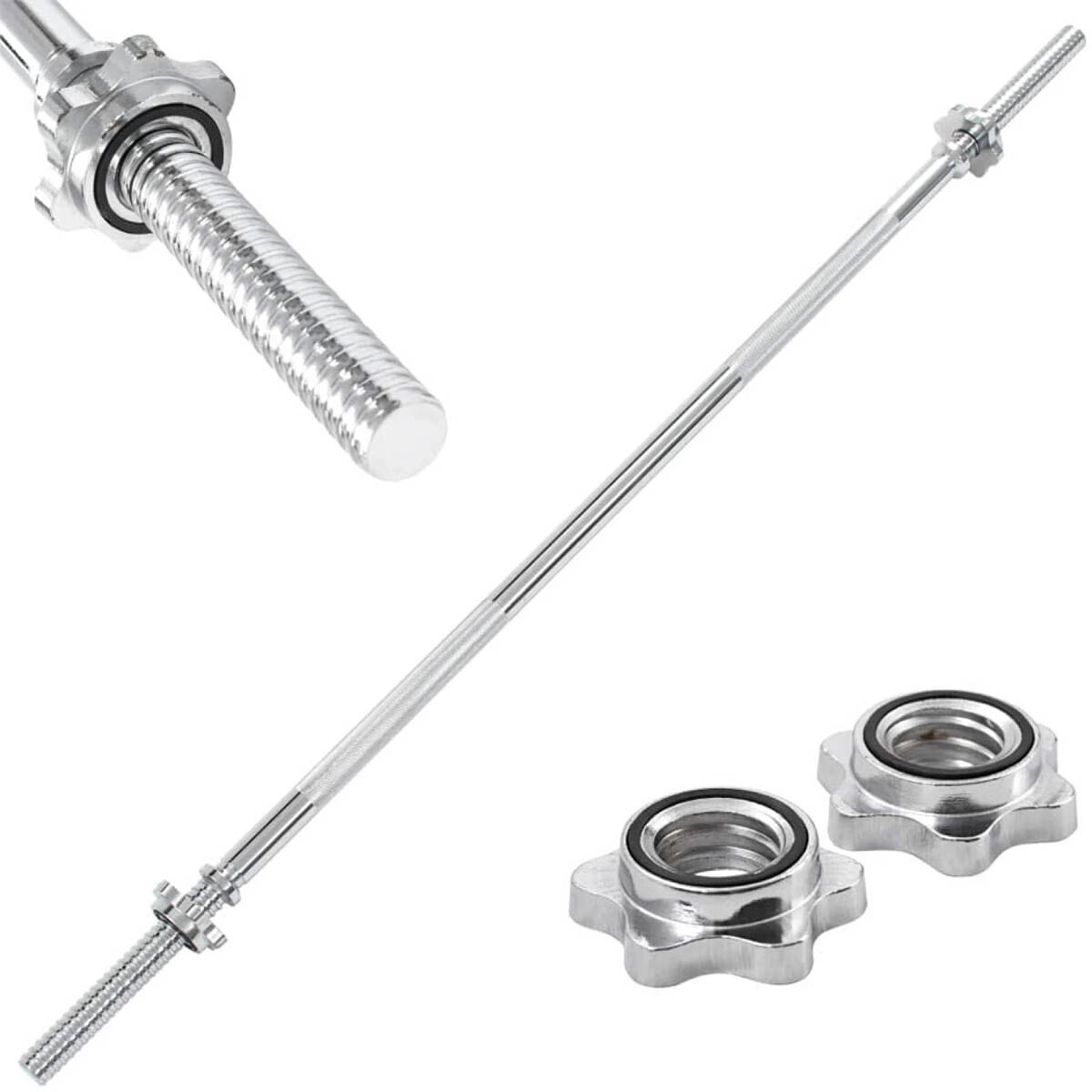 Barra Recta P/ Pesas Maciza Cromada C/ Rosca 1.80m - Fit013202 