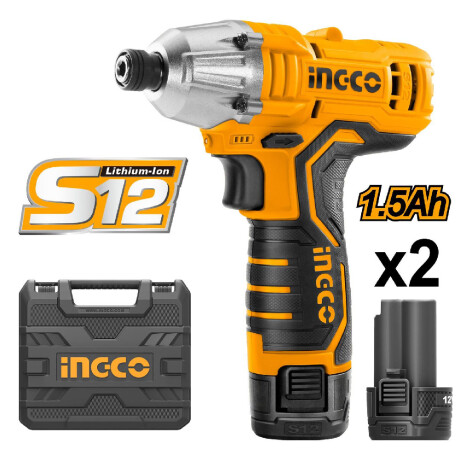 Atornillador de Impacto 12V S12C en Valija Ingco CIRLI1201 Amarillo