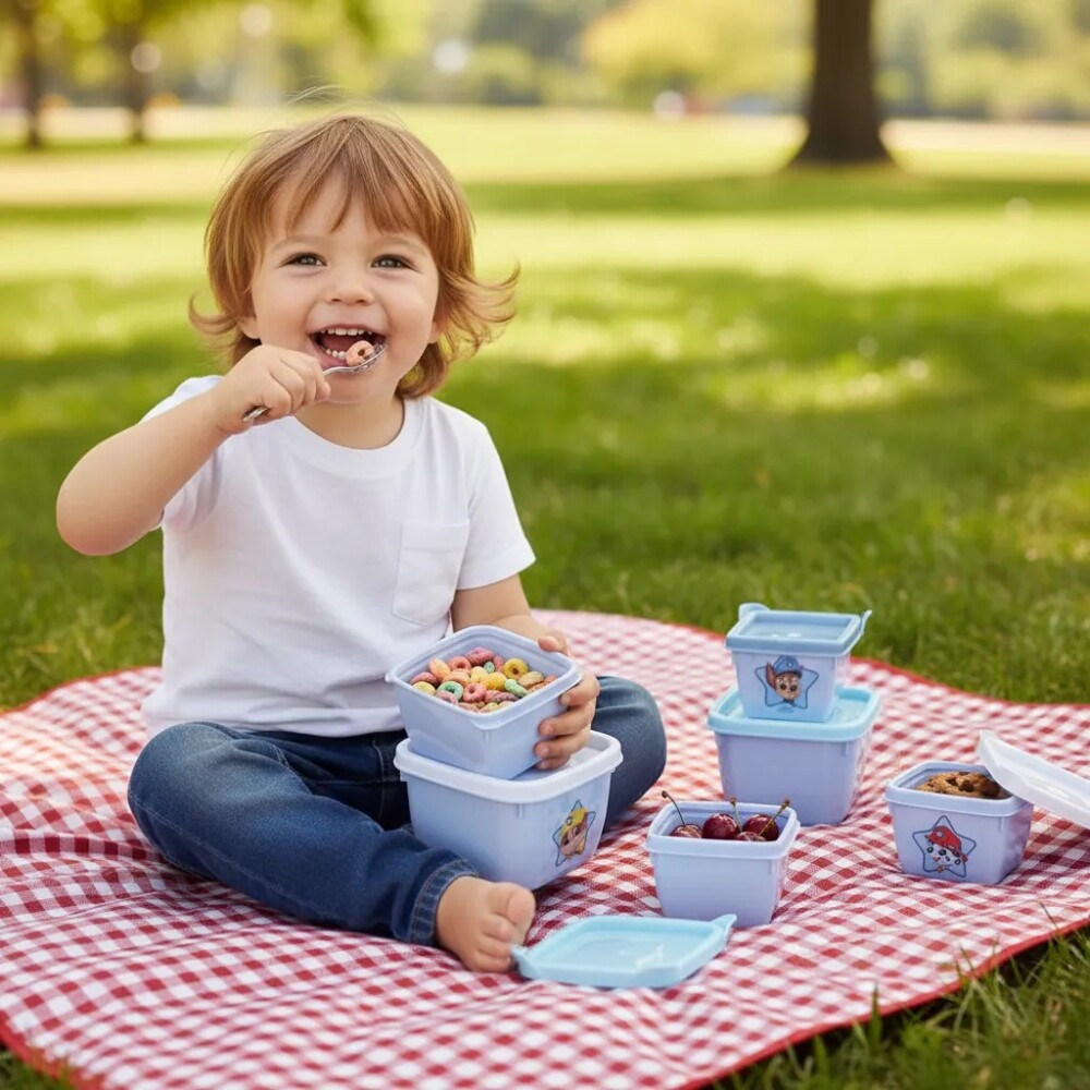 Set x3 tupper diseños paw patrol celeste pastel