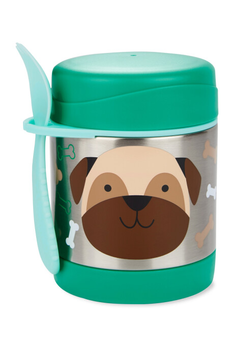 Tupper de acero inoxidable con cubierto, diseño perro Sin color