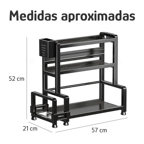 Estante Organizador Multiuso Especias 2 Niveles Cocina Metal Negro