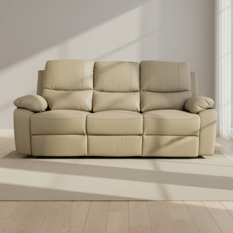 RECLINER MANUAL 3 CUERPOS CUERO-Y-SIMIL-CUERO MARRON LINA TAUPE