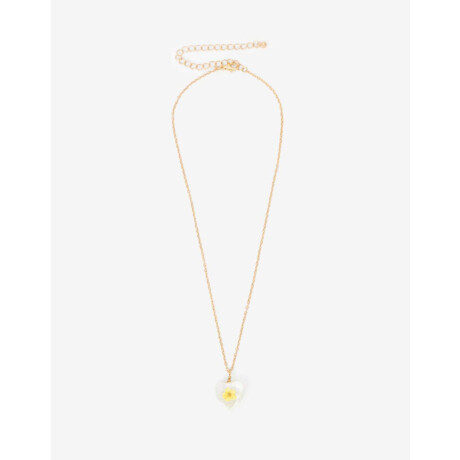 Collar De Cadena Con Dije Corazón Flor Dorado