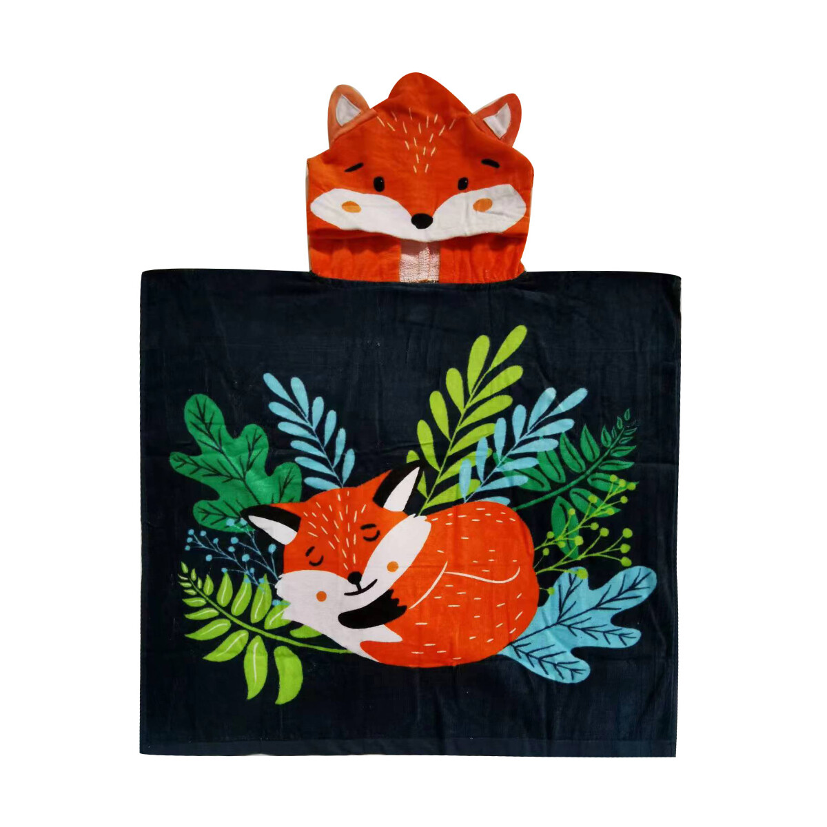 Bata Poncho con Forma Infantil Varios Diseños 100% Algodón 60 x 60 cm - Zorro 