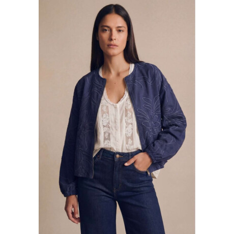 Campera Bomber Con Bordado Denim