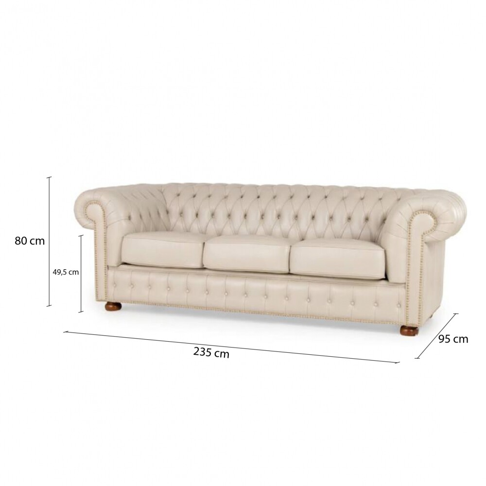 Sillón 100% Cuero - 3 Cuerpos - Chesterfield Arena