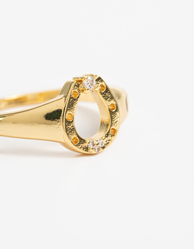 Anillos Chicos Cubic zirconia Anillo Herradura Bañado En Oro Con Cubic Zirconia. - Dorado