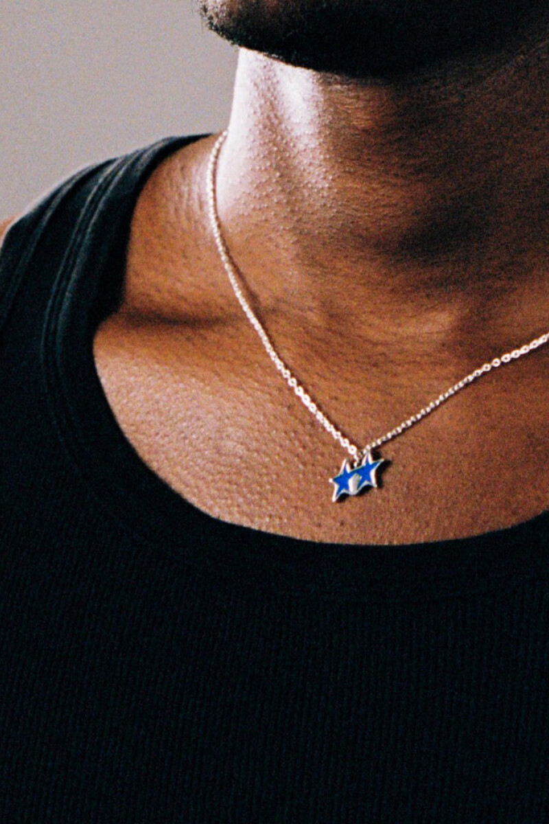 Tilted Enameled Necklace Plata