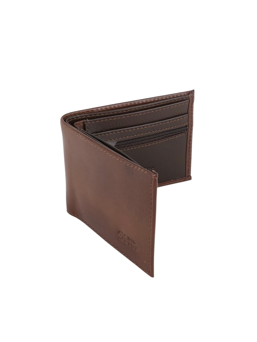 Billetera con cierre interior para monedas - Marron 