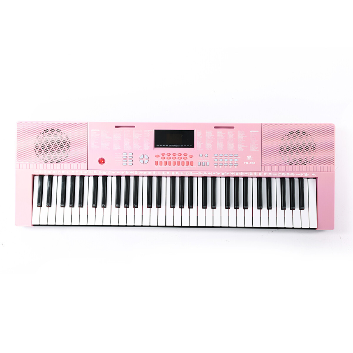TECLADO ÓRGANO MUSICAL YM288 61 TECLAS CON MICRÓFONO Y ATRIL DE PARTITURAS COLOR ROSA 